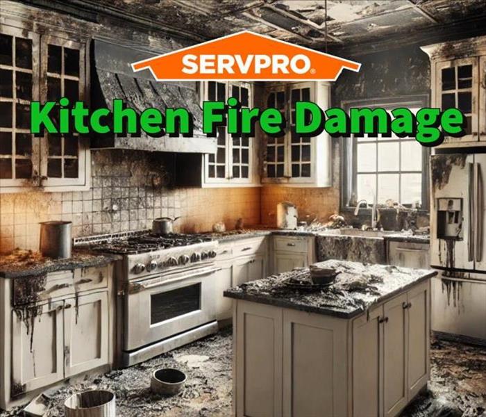 A kitchen with fire damage in a Beavercreek home.